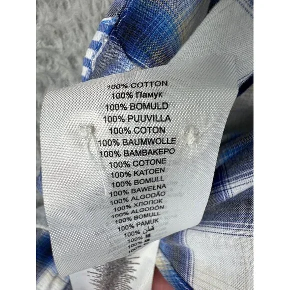 Ben Sherman Mens S Checkered Long Sleeve Shirt Western Cowboy Blue White NWT - Picture 11 of 14